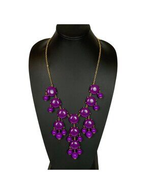 Purple Bubble Bib Necklace With Gold-Tone Chain & Adjustable Lobster Clasp